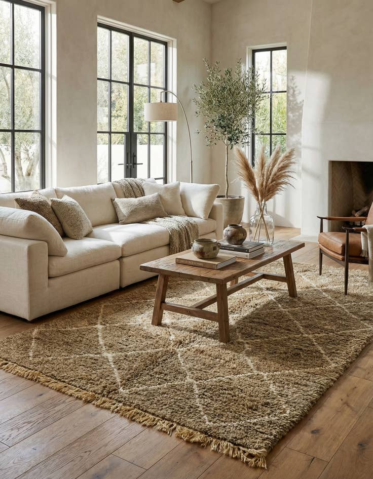 Detail image of 6' 7 x 10' 10  Hand Knotted Moroccan Wool Rug