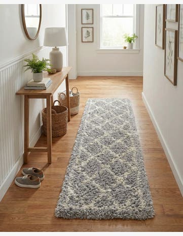 Ash Gray Infinity Shag Runner Rug