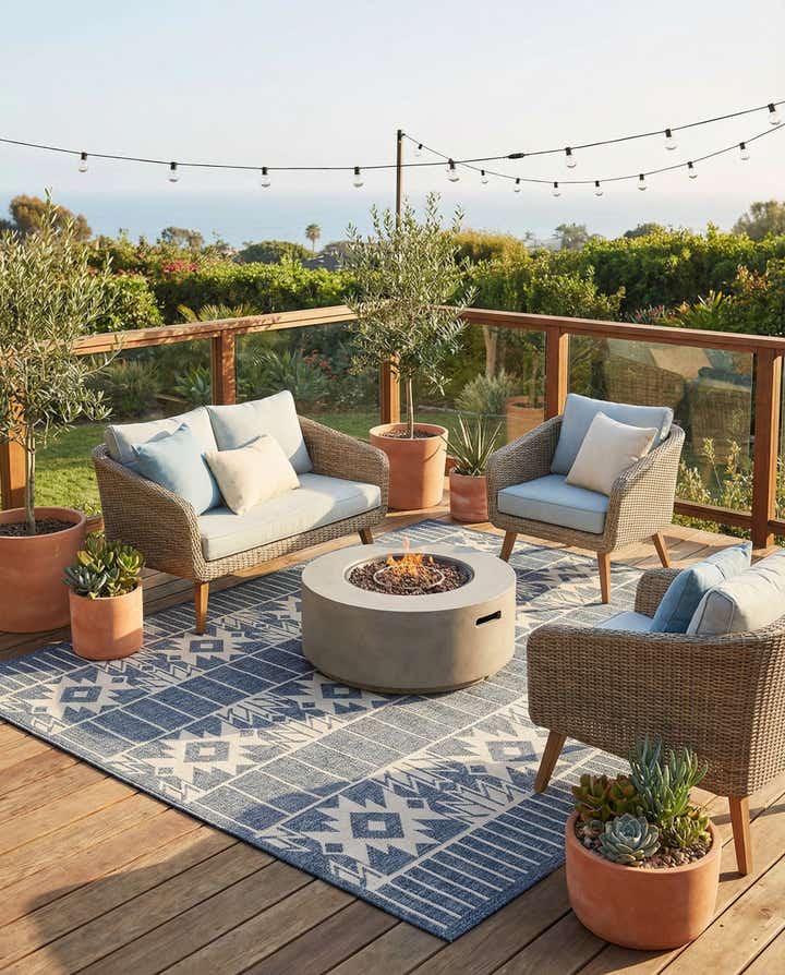 5' 3 x 7' 9 Easy-Clean Modern Indoor / Outdoor Rug