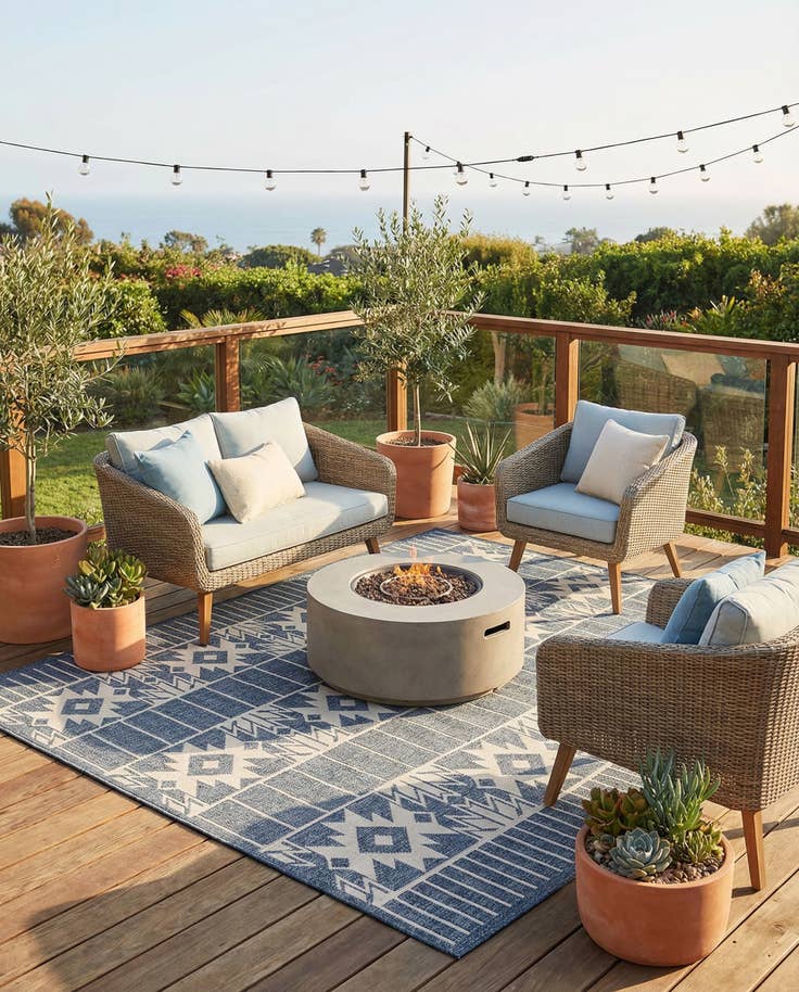 Detail image of 5' 3 x 7' 9 Easy-Clean Modern Indoor / Outdoor Rug