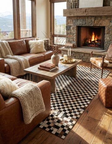 5' 1 x 8' 2 Cowhide Leather Rug