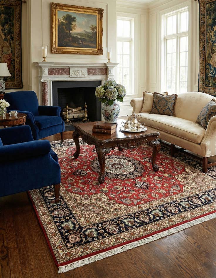 Detail image of  6' 8 x 6' 9 Tabriz Square Rug