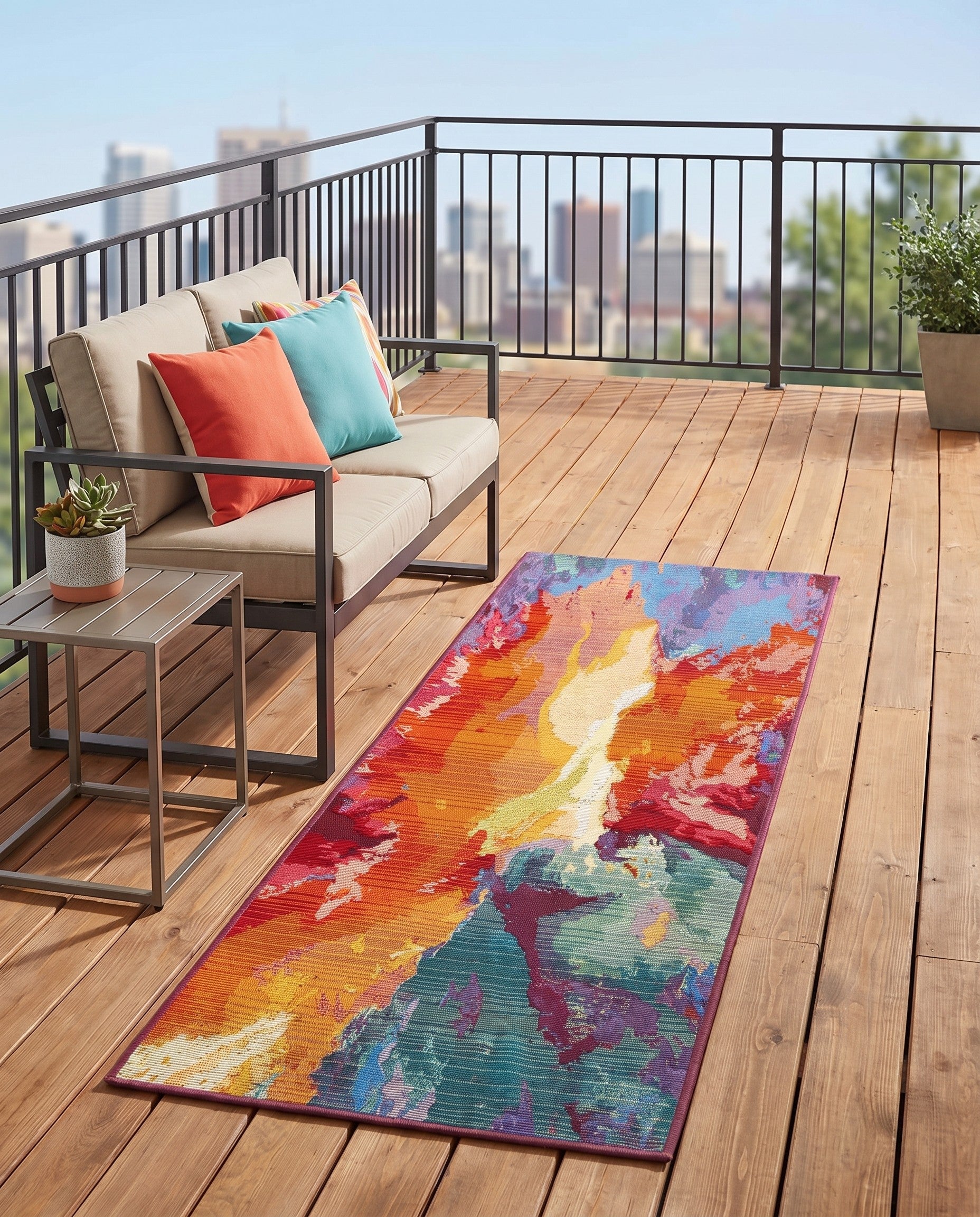 2' x 4' Easy-Clean Modern Indoor / Outdoor Runner Rug