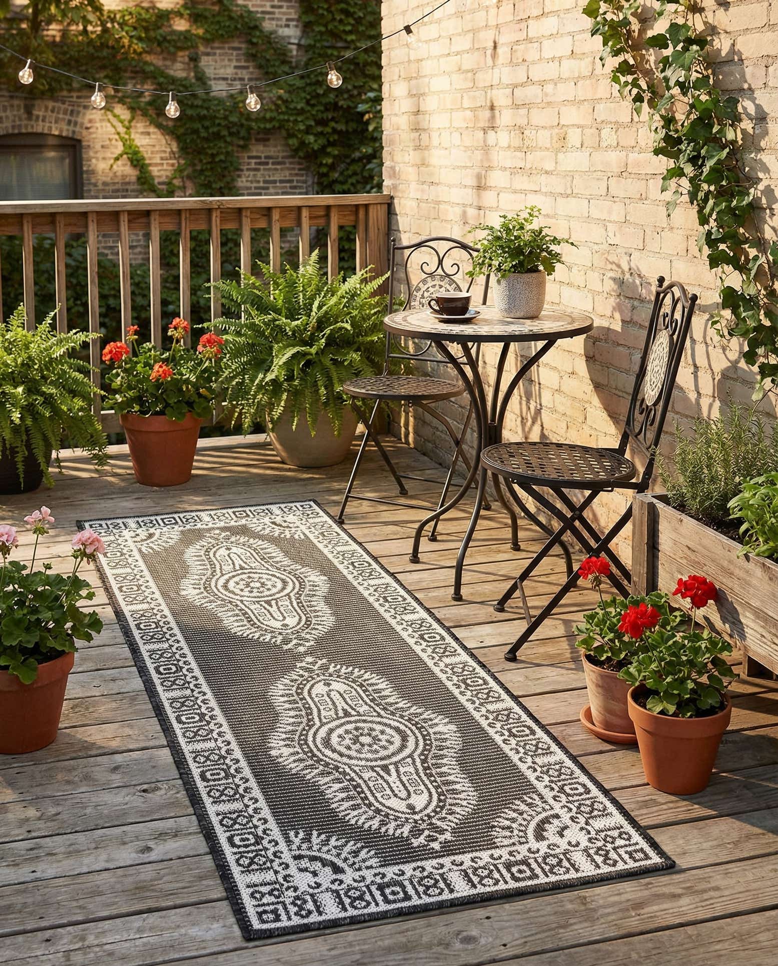 2' x 5' 3 Easy-Clean Traditional Indoor / Outdoor Runner Rug