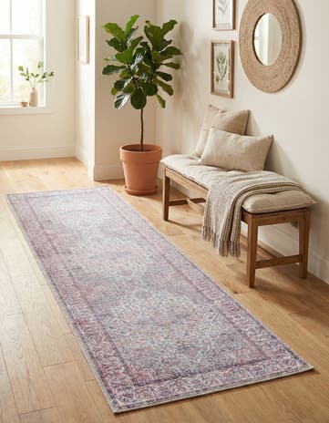 Beige and pink Washable Mangata Runner Rug