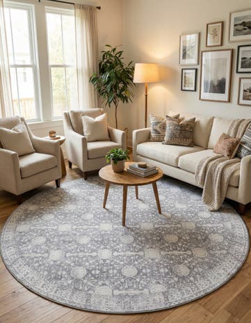 7' 6 x 7' 6 Washable Timeless Round Rug