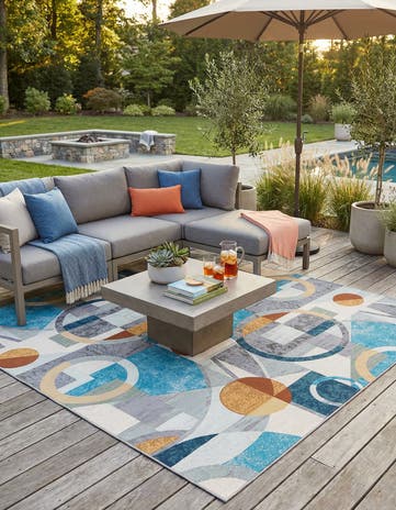10' x 10' Easy-Clean Modern Indoor / Outdoor Square Rug