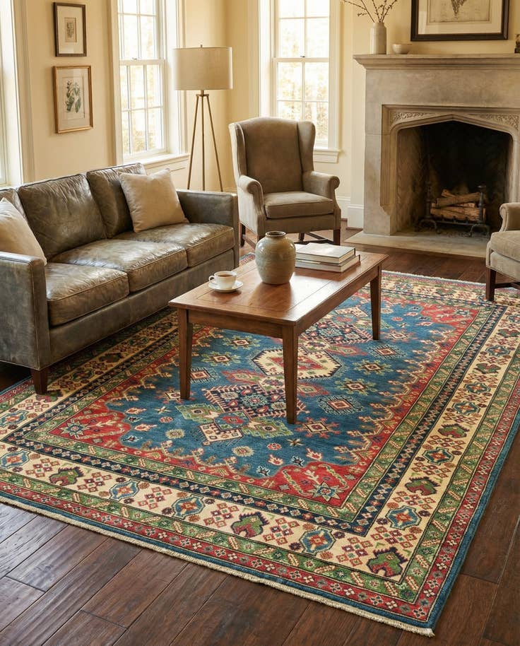 Detail image of 6' 6 x 9' 3 Hand Knotted Kazak Rug