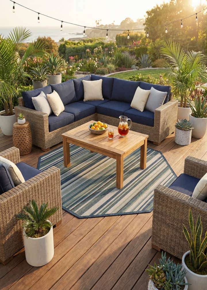 7' 10 x 7' 10 Easy-Clean Baja Indoor / Outdoor Octagon Rug