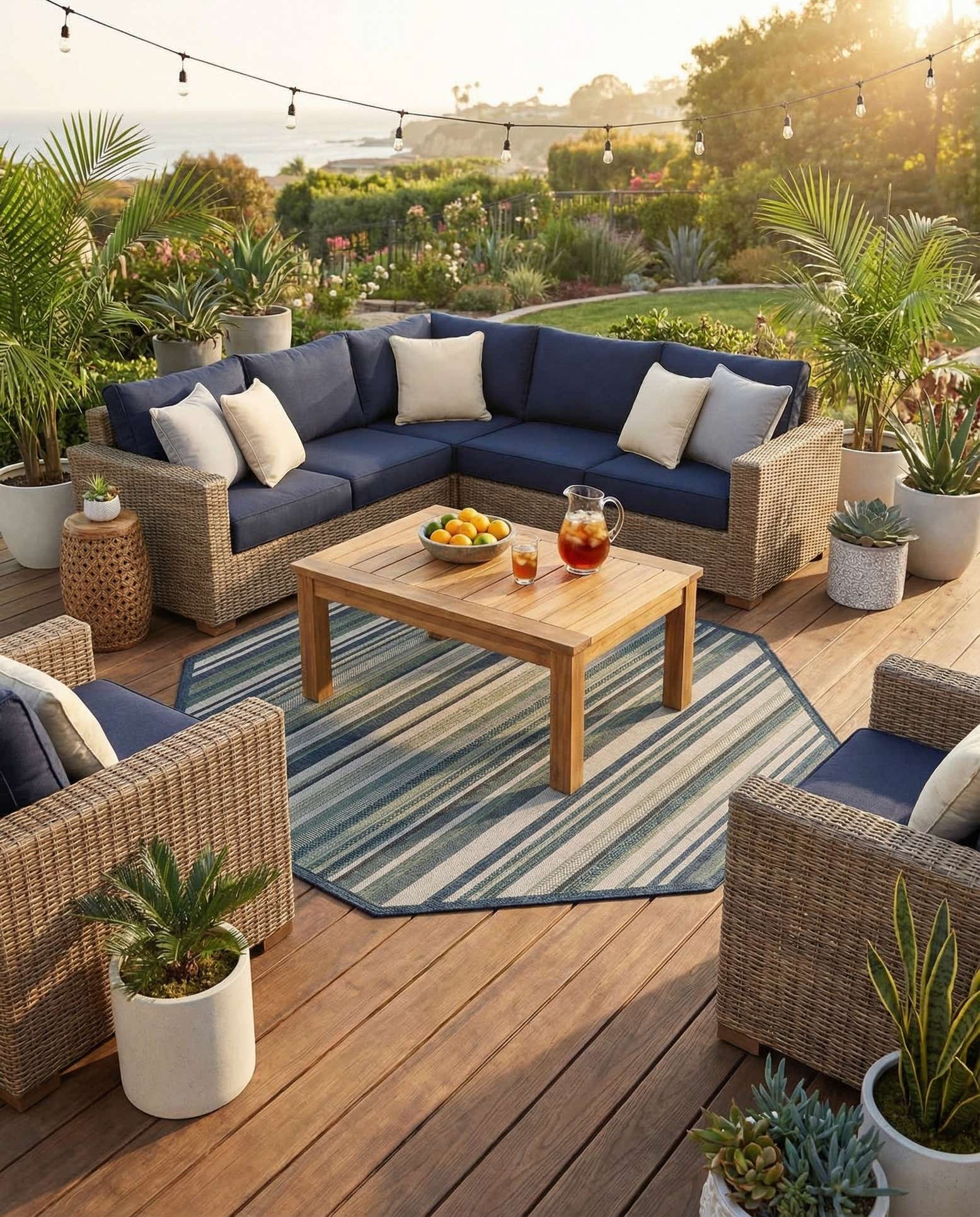 7' 10 x 7' 10 Easy-Clean Baja Indoor / Outdoor Octagon Rug