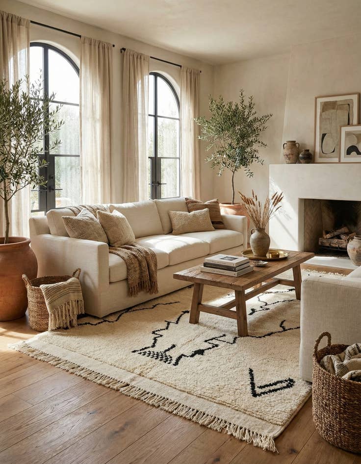 Detail image of 5' x 7'  Hand Knotted Moroccan Wool Rug