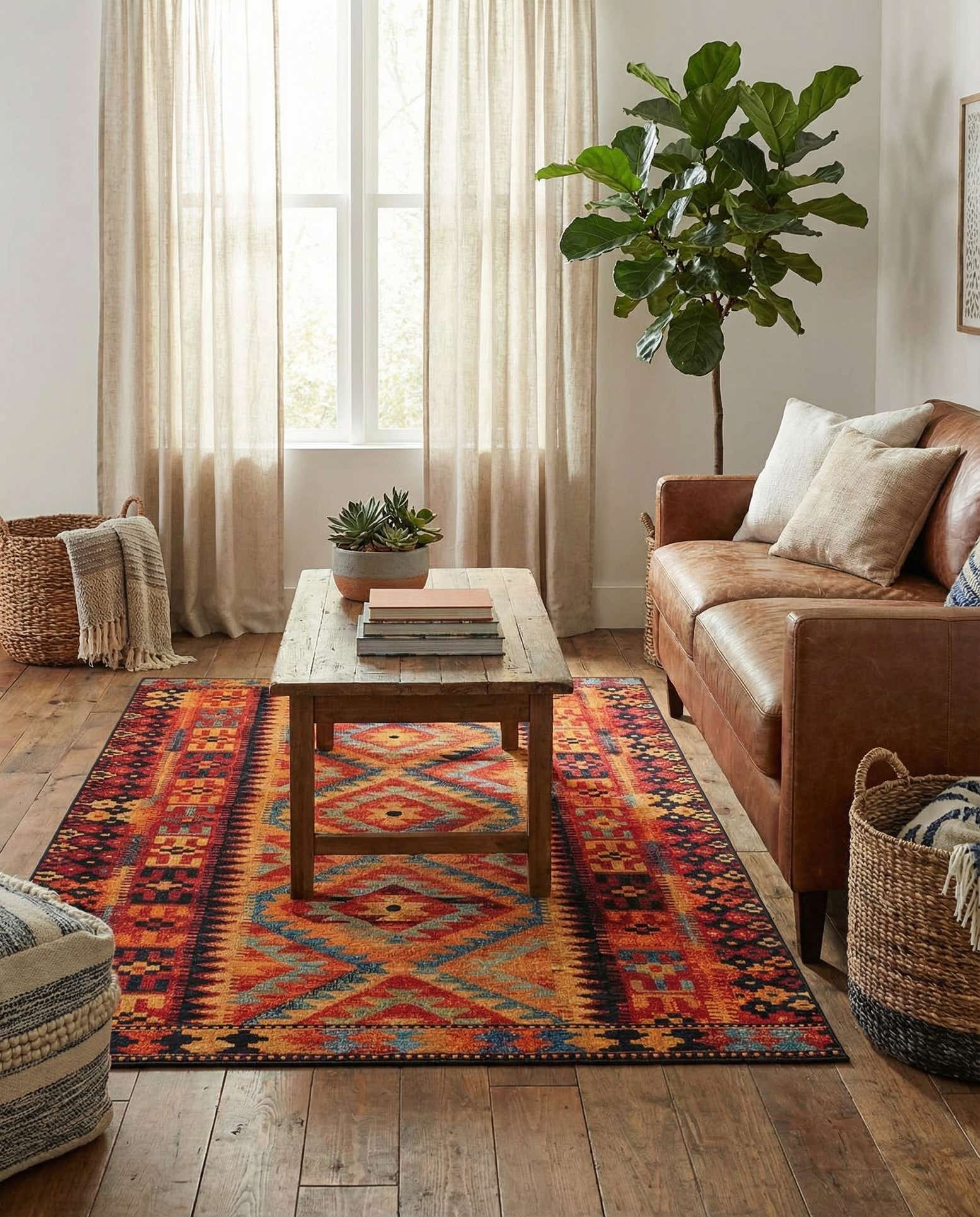 6' x 9' Easy-Clean Tribal Indoor / Outdoor Rug