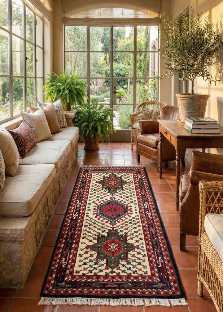 3' 6 x 6' 5 Hand Knotted Gharajeh Wool Rug
