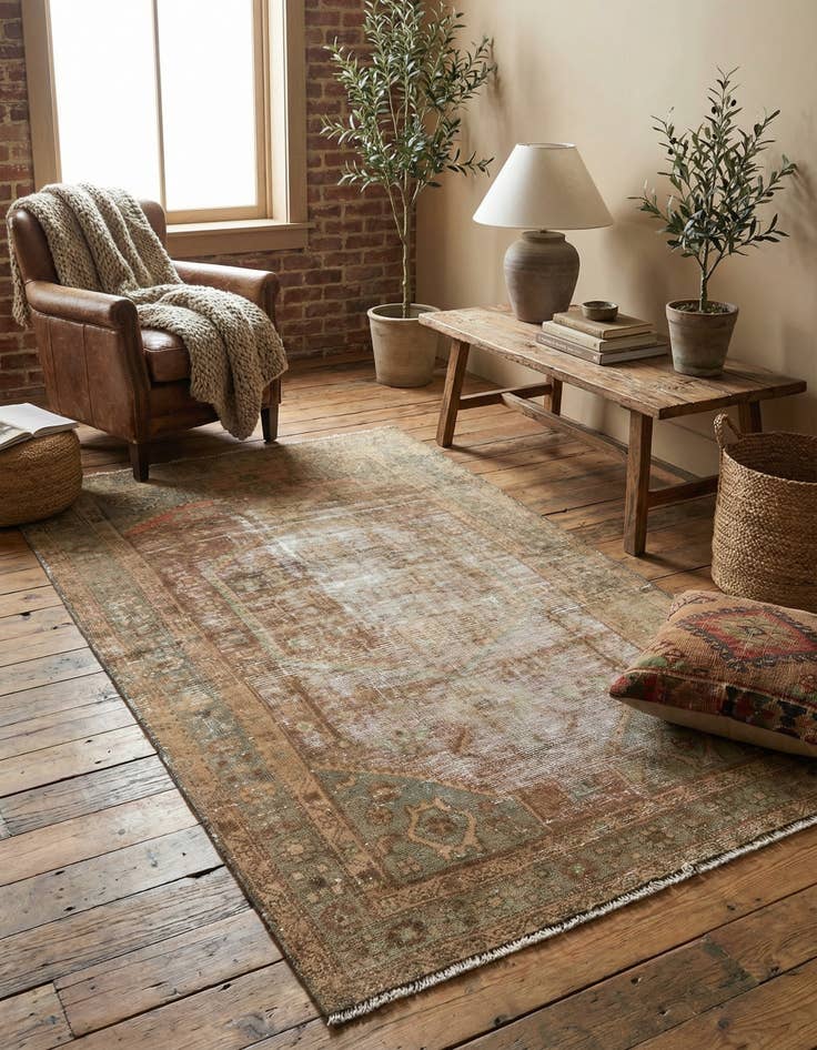 Detail image of  3' 6 x 6' 3  Hand Knotted Ultra Vintage Persian Wool Rug