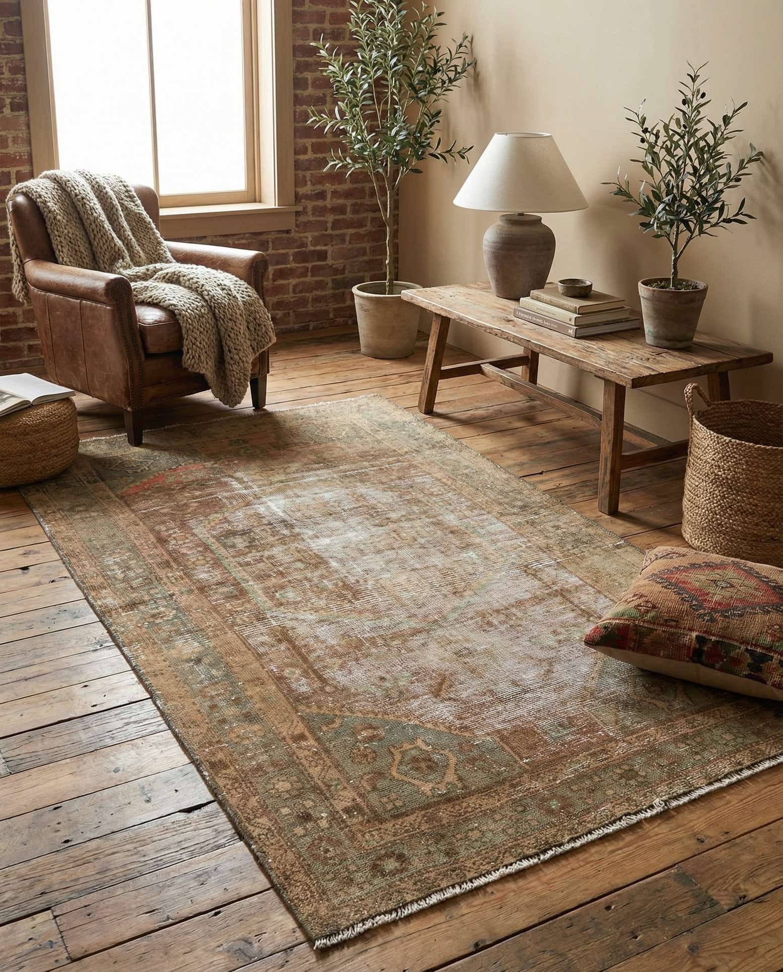 105cm x 190cm Handgeknüpft Ultra Vintage Persisch Wolle Teppich