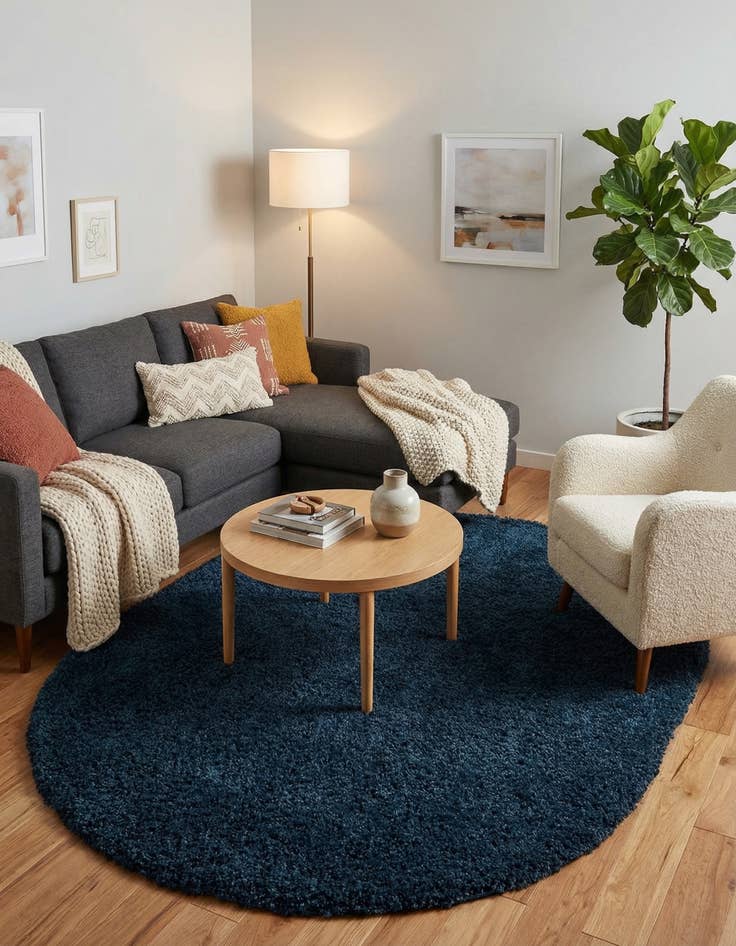 Detail image of  7' 10 x 10' Solid Shag Oval Rug