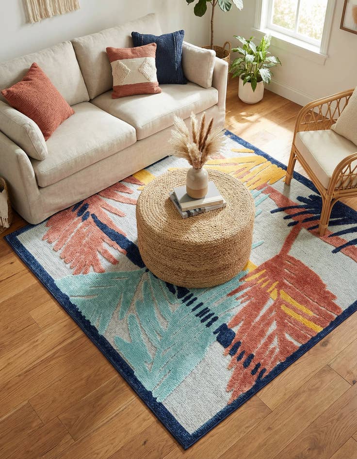 Detail image of 5' 3 x 5' 3  Washable Belize Indoor / Outdoor Square Rug
