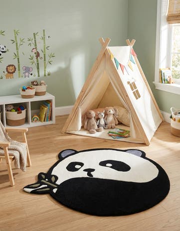 Black and White Playtime Kids Wool Freeform Rug