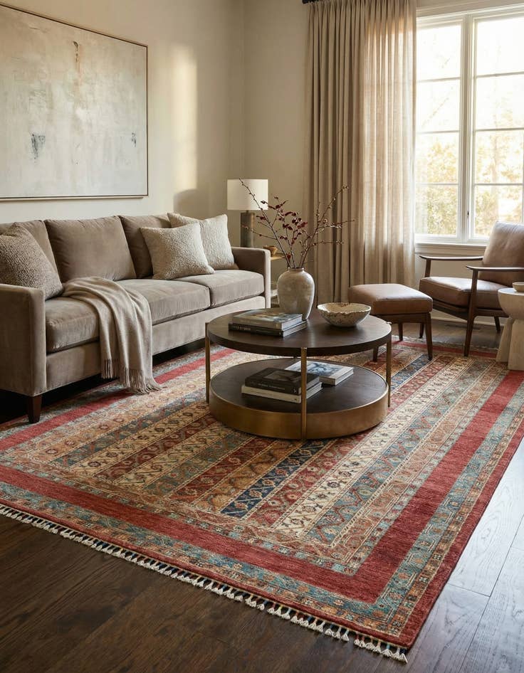 Detail image of  5' 8 x 8'  Hand Knotted Ariana Ziegler Rug