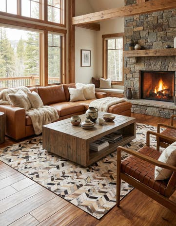 5' 2 x 8' Cowhide Leather Rug