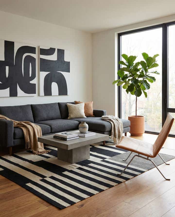 5' 8 x 7' 10 Hand Woven Kilim Modern Wool Rug