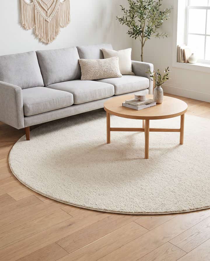 8' x 8' Solid Frieze Round Rug