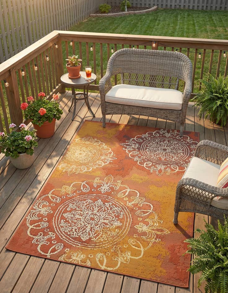 Detail image of  4' x 6'  Washable Modern Indoor / Outdoor Rug