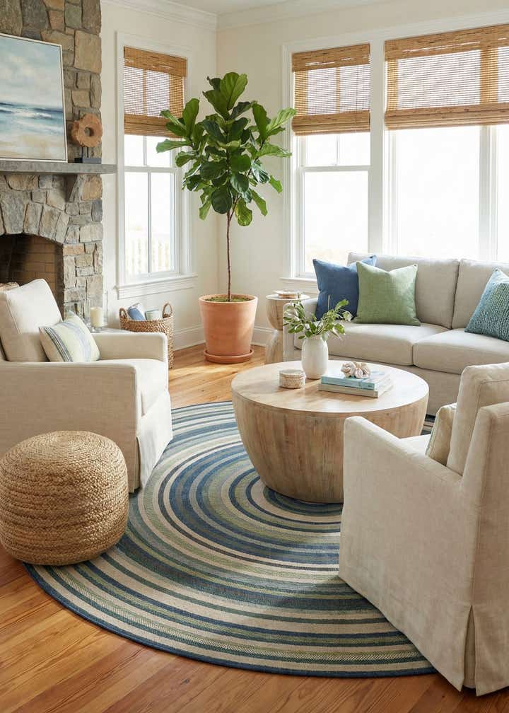 12' x 12' Easy-Clean Baja Indoor / Outdoor Round Rug