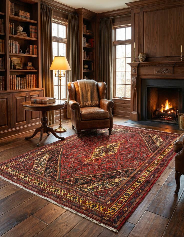 Detail image of  6' 8 x 10' 3 Hamedan Wool Rug