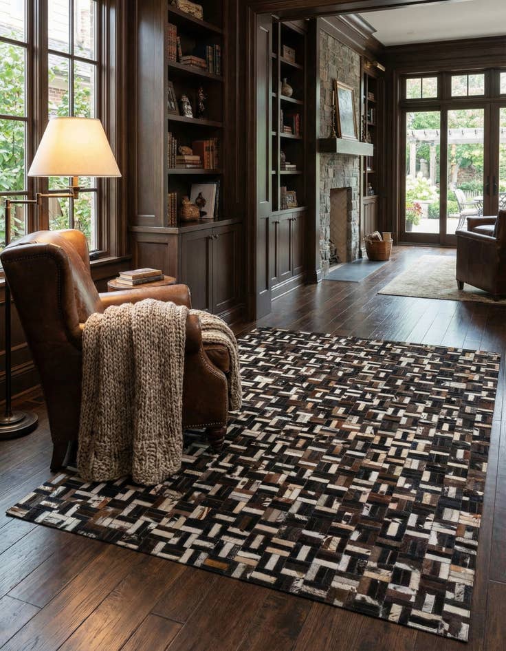 Detail image of  5' x 7' 10 Cowhide Leather Rug