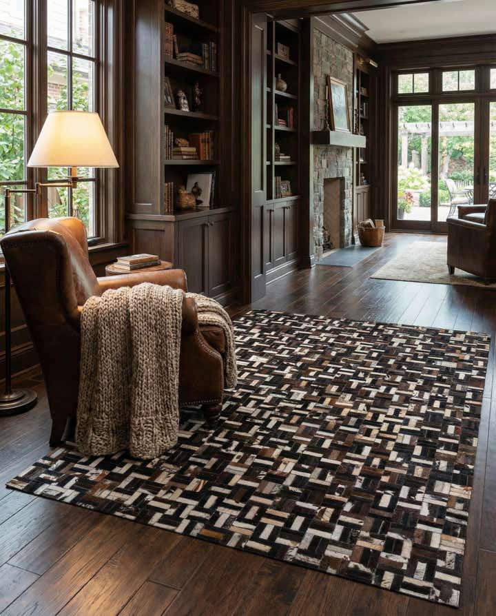 5' x 7' 10 Cowhide Leather Rug