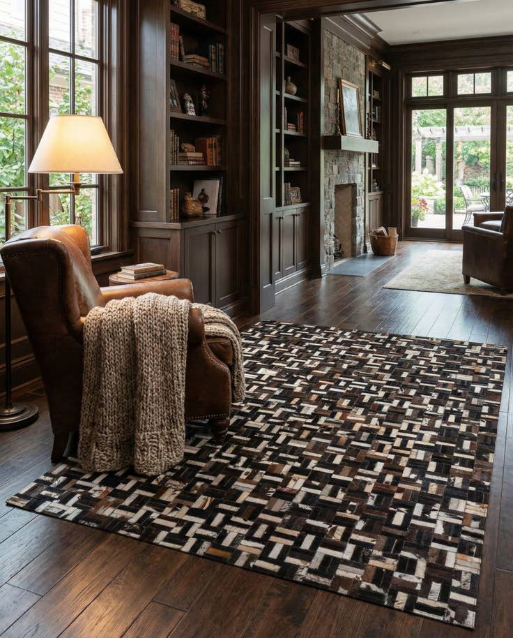 Detail image of 5' x 7' 10 Cowhide Leather Rug
