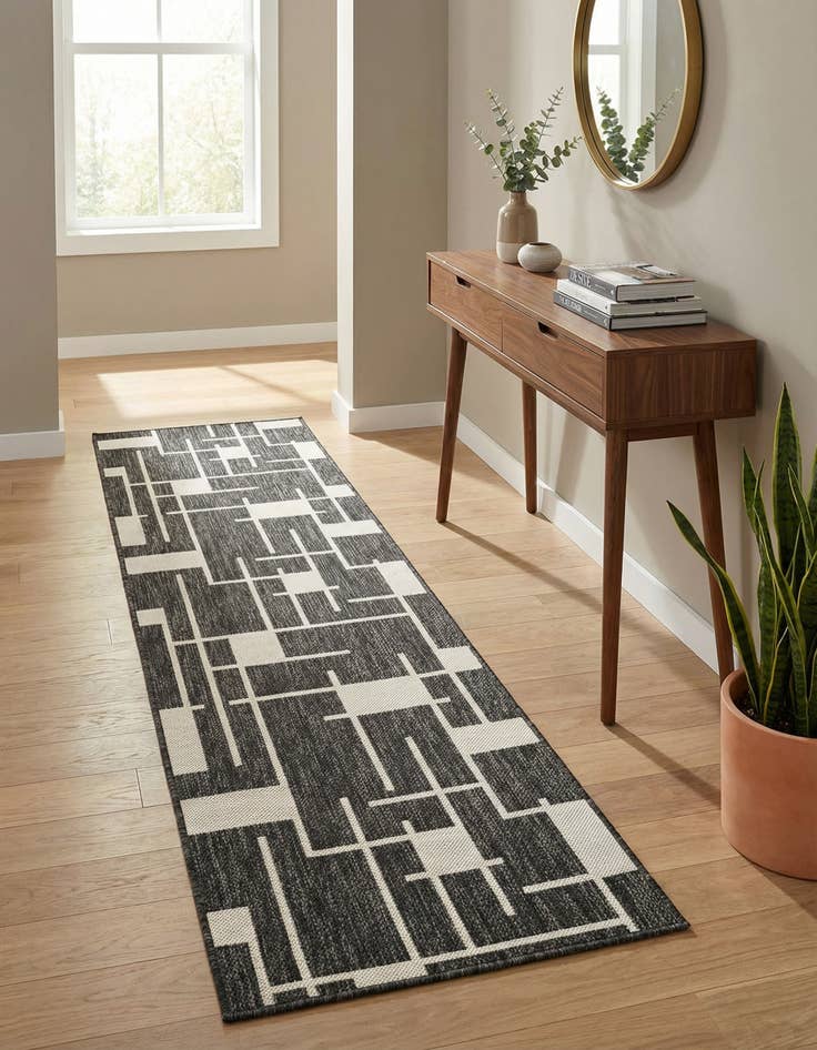 Detail image of 2' x 8' Easy-Clean Modern Indoor / Outdoor Runner Rug