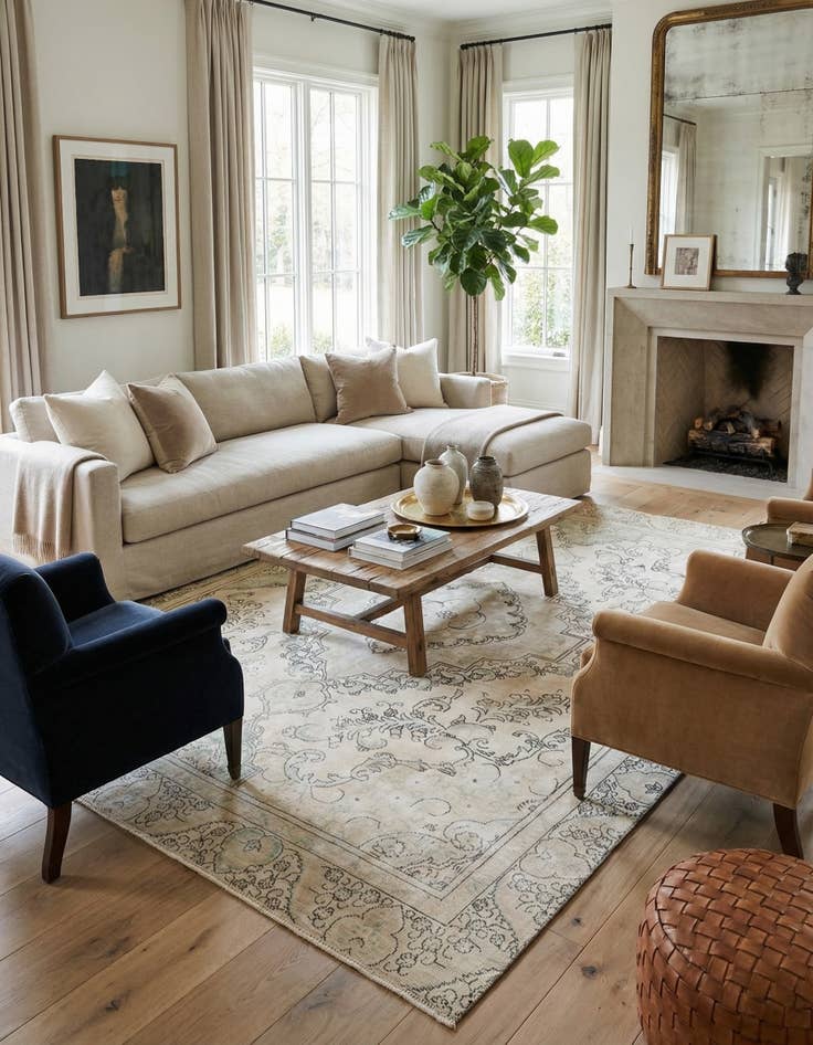 Detail image of 8' 8 x 12'  Hand Knotted Ultra Vintage Persian Wool Rug