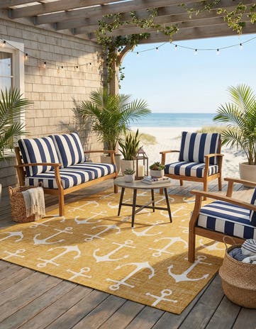 7' 10 x 7' 10 Easy-Clean Coastal Indoor / Outdoor Square Rug