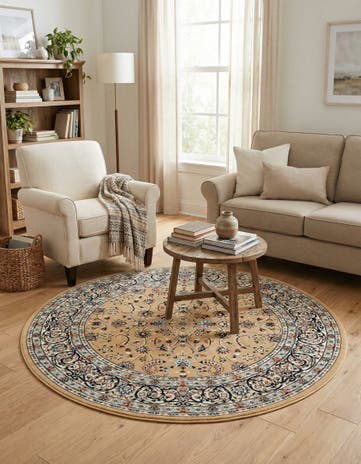 Beige Nain Design Round Rug
