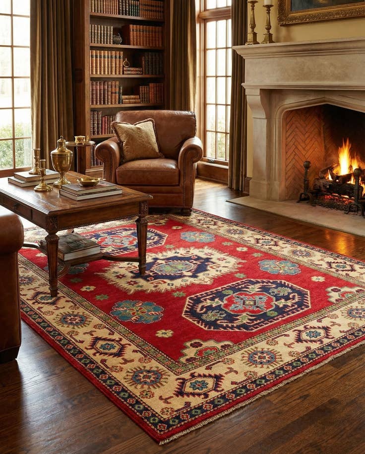 Detail image of 5' 1 x 6' 6 Hand Knotted Kazak Rug