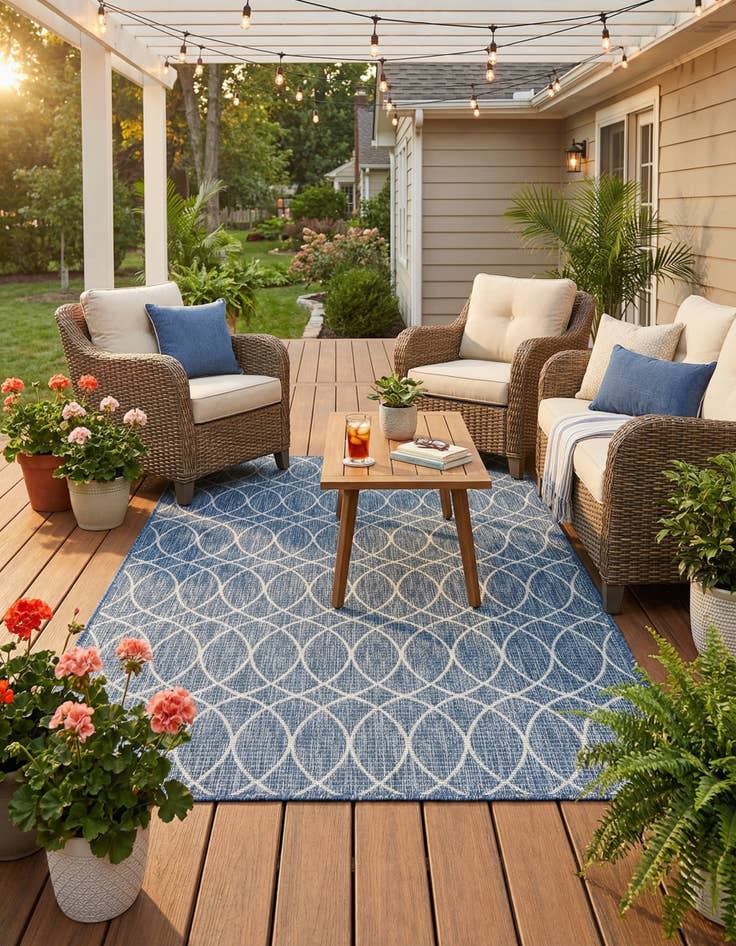 Detail image of 5' 3 x 8'  Washable Trellis Indoor / Outdoor Rug
