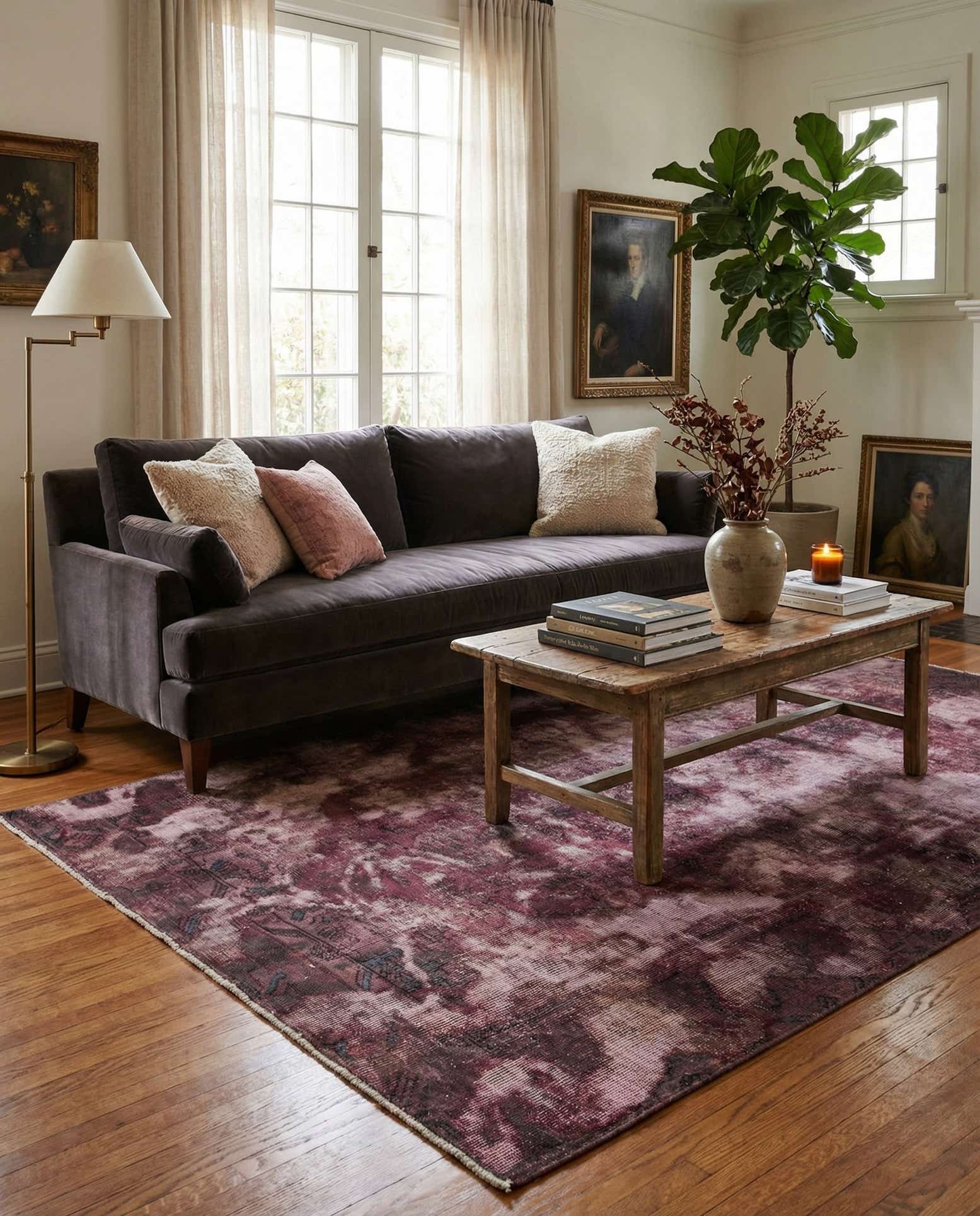 5' 7 x 9' Hand Knotted Ultra Vintage Persian Wool Rug