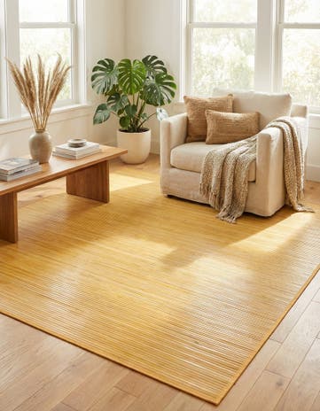 Yellow Bamboo Square Rug