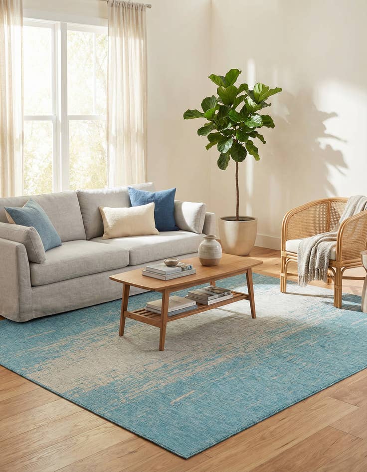 Detail image of 13' x 13'  Washable Modern Indoor / Outdoor Square Rug