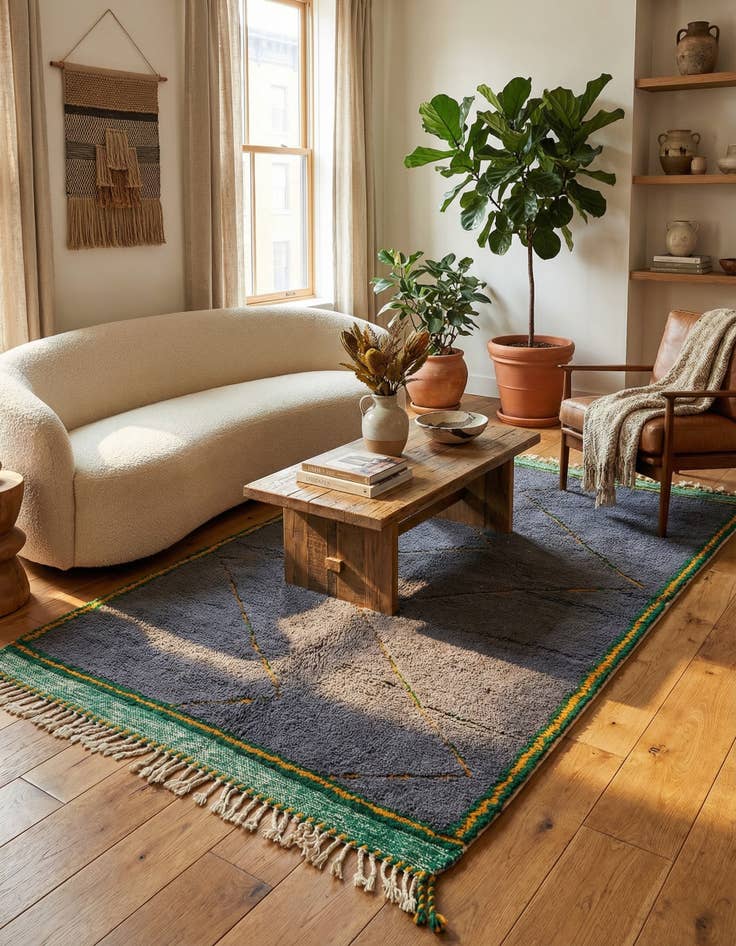 Detail image of  4' 4 x 7' 2  Hand Knotted Moroccan Wool Rug