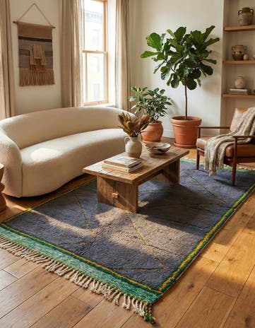 4' 4 x 7' 2 Hand Knotted Moroccan Wool Rug