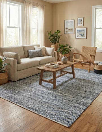 10' x 14' 1 Hand Woven Chindi Chevron Rug