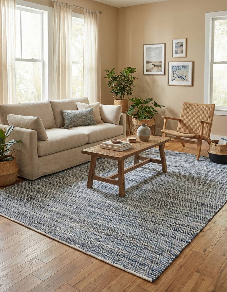 Detail image of 10' x 14' 1  Hand Woven Chindi Chevron Rug