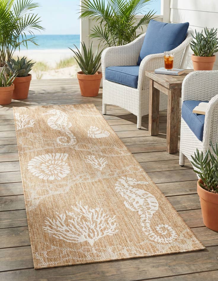 Detail image of 2' x 5' 3  Washable Coastal Indoor / Outdoor Runner Rug