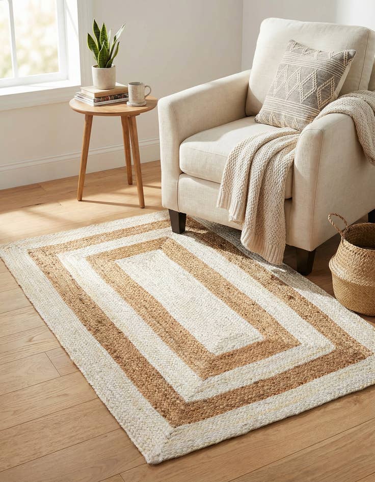 Detail image of 3' 3 x 5' 1  Hand Braided Jute Rug