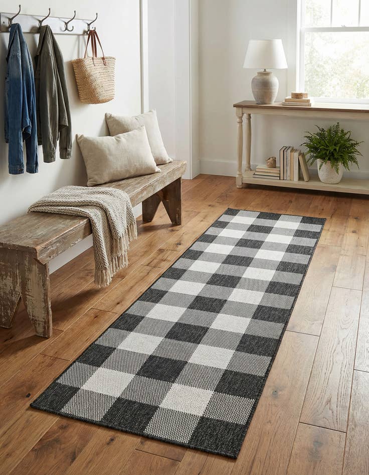 Detail image of  2' x 8'  Washable Checkered Indoor / Outdoor Runner Rug