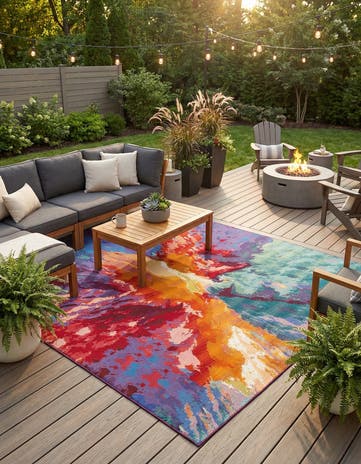10' x 10' Easy-Clean Modern Indoor / Outdoor Square Rug