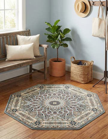 Blue Nain Design Octagon Rug
